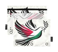 RPLIFE Confezione da 2 grandi borse raccoglitori per la scuola dei bambini, con simbolo della pace con bandiera della Palestina, astuccio frontale trasparente per ragazzi e ragazze, 24,9 x 17,8 cm