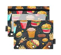 RPLIFE Confezione da 2 raccoglitori colorati per fast food hamburger, per la scuola dei bambini, custodia trasparente per raccoglitori frontali per ragazzi e ragazze, 24 cm x 17,8 cm (taglia unica)