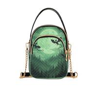 RPLIFE Cool Dragon Moon - Borsa a tracolla da donna, trapuntata, con catena, per telefono