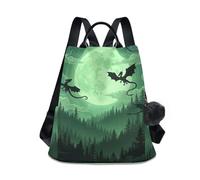 RPLIFE Cool Dragon Moon - Zaino da donna, con pompon, colore: verde