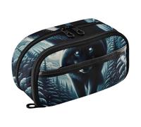 RPLIFE Cool Wolf Moon Forest - Astuccio portapenne con tasca in PVC trasparente, per il rientro a scuola
