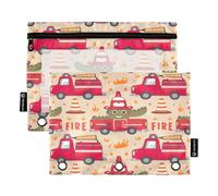 RPLIFE Crocodile Fire Trucks 2 Pack Pen Binder Pouch per la scuola dei bambini, astuccio trasparente per matite per ragazzi e ragazze, 24,9 × 17,8 cm
