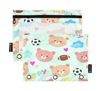RPLIFE Cute Bear Faces, astuccio a 3 anelli per la scuola dei bambini, astuccio frontale trasparente per ragazzi e ragazze, 24 cm × 17,8 cm (taglia unica x 2)