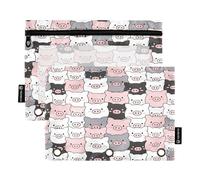 RPLIFE Cute Cartoon Pig 2Pack Zipper Pen Pouch per la scuola dei bambini, astuccio trasparente a 3 anelli per ragazzi e ragazze, 9,8 pollici × 7 pollici (taglia unica x 2)