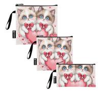 RPLIFE Cute Cats Love Valentine - Sacchetti riutilizzabili per sandwich e snack, con cerniera, per alimenti, lavabili per viaggi, lavoro, ufficio, scuola (confezione da 3)