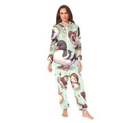 RPLIFE Cute Ducks Tutina per adulti in pile, accogliente pigiama natalizio in flanella con cerniera, graziose anatre, 3XL