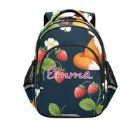 RPLIFE Cute Orange Fox Zaino per bambini per la scuola Nome personalizzato Ragazze Zaino Scuola Elementare Età 6-12, Carino Volpe Arancione, 15 Inch, Zaini Tradizionali
