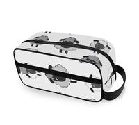 RPLIFE Cute Sheep Nero Grigio Bianco Toiletry Bag per gli Uomini Donne Viaggio Grande Organizer Trucco Largo-aperto Borse da bagno resistenti all'acqua