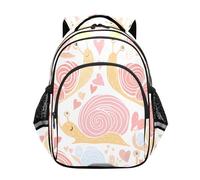RPLIFE Cute Snails Hearts Pink Kids Backpack per ragazze ragazzi età 8-14 anni, zaino scuola elementare per ragazze