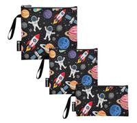 RPLIFE Cute Space Adventure - Sacchetti riutilizzabili per snack e sandwich, lavabili, con cerniera, per bambini, studenti, adulti (set da 3: S/M/L)
