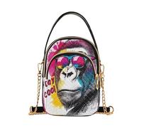 RPLIFE Divertente borsa a tracolla trapuntata con gorilla ad acquerello, con tracolla a catena, borsa a tracolla da donna, piccola borsa per viaggi e uso casual