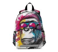 RPLIFE Divertente zaino con gorilla ad acquerello per bambini piccoli, per la scuola, da viaggio, 3-6 anni, medio