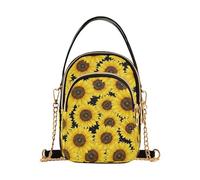 RPLIFE Giallo Girasoli Marrone Nero Borse per le Donne Trendy Catena Strap Crossbody Bag