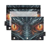 RPLIFE Giant Evil Dragon Eyes, confezione da 2 astucci per matite per la scuola dei bambini, custodia trasparente a 3 anelli per ragazzi e ragazze, 24 cm x 17,8 cm (taglia unica)