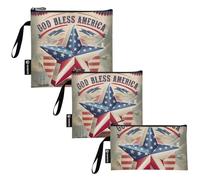 RPLIFE God Bless America, sacchetti riutilizzabili per sandwich e snack, con cerniera, ecologici, lavabili per scuola, ufficio, viaggi, lavoro (confezione da 3)