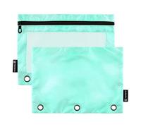 RPLIFE Grande borsa per raccoglitori in marmo verde acqua con finestra trasparente, confezione da 2 sacchetti per pastelli per bambini, materiale scolastico per bambini, 24,9 × 17,8 cm (taglia unica x