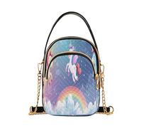 RPLIFE Graziosa borsa a tracolla trapuntata con unicorni arcobaleno da donna, piccola borsa a tracolla con tracolla a catena, multi tasca, borsa a tracolla da donna per viaggi e uso quotidiano