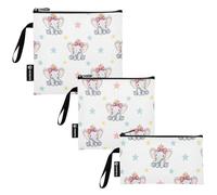 RPLIFE Graziosi elefanti bianchi, riutilizzabili, per sandwich, snack, con cerniera, borsa per il pranzo lavabile per scuola, ufficio, viaggi, lavoro (confezione da 3)