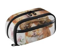 RPLIFE Grazioso astuccio con porcellino d'India, organizer per cancelleria con tasca in PVC trasparente, astuccio per matite colorate