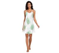 RPLIFE Green Leaves Fine Lines - Camicia da notte da donna, senza maniche, con scollo a V, taglie S-XXL, Linee sottili di foglie verdi, XL