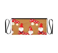 RPLIFE Grembiule corto con 3 tasche, a mezza vita, con gnomi e funghi, per cucina e giardino