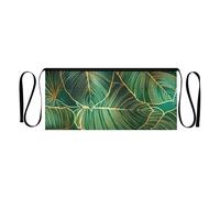 RPLIFE Grembiule corto con foglie tropicali, color oro verde scuro, con 3 tasche, grazioso grembiule per cucina, ristorante, giardino