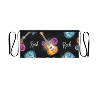 RPLIFE Grembiule da cameriere con 3 tasche, motivo chitarre colorate, colore nero, per donne e uomini, grembiule corto per cucina e giardino