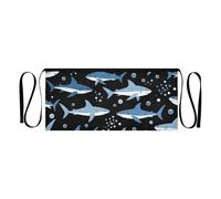 RPLIFE Grembiule da uomo e donna, corto, con squali, blu, bianco, nero, per cameriere, giardinaggio, fiorista, grembiule con 3 tasche