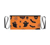 RPLIFE Grembiule nero con pipistrelli di Halloween, per uomo e donna, corto per cameriere, grembiule da giardino con 3 tasche