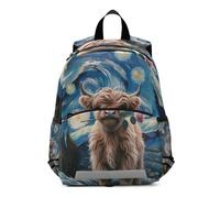 RPLIFE Highland Cow Starry Night Small Toddler Boy Zaino con guinzaglio Borsa per la scuola per bambini Borsa da viaggio Bookbag