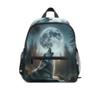 RPLIFE Howling Wolf Moon Zaino per bambini e bambine, Lupo ululante Luna 3, Small, Zaini Cool Soccer Print