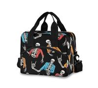 RPLIFE Human Skeletons Rock Roll Gesture Cooler Tote Bag Large Adult Lunch Bag, 11.4×7.1×9.5 Pollici