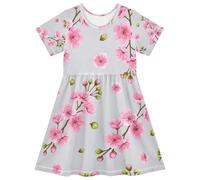 RPLIFE Le ragazze grigie dei fiori rosa vestono l'estate della manica corta UPF50 tricotta per i vestiti del bambino, 2T, Fiori Rosa Grigio, 5-6 Anni