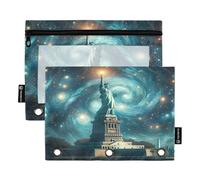 RPLIFE Liberty Starry Night Usa - Astuccio per matite per la scuola dei bambini, astuccio trasparente per ragazzi e ragazze, 24 cm x 17,8 cm (taglia unica x 2)