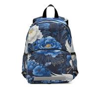 RPLIFE Mini zaino con gru ad acquerello, blu peonia, per bambini, per la scuola, per bambini da 3 a 6 anni, taglia M