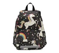 RPLIFE Mini zaino per bambini con unicorno e arcobaleno nero, per la scuola, per bambini da 3 a 6 anni, taglia M