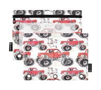 RPLIFE Monster Trucks - Astuccio grande bianco con finestra trasparente, confezione da 2 astucci per raccoglitori per ragazze e bambini, materiale scolastico, 24 x 17 cm (taglia unica)
