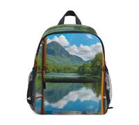 RPLIFE Mountains Green Trees - Zaino da bambina con targhetta per nome, mini zaino da viaggio, Montagne Alberi Verdi, 6-8 Years, Zaini Carino