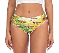 RPLIFE Mutandine da donna con api gialle floreali, mutandine traspiranti da donna, slip comodi da donna, biancheria intima morbida media