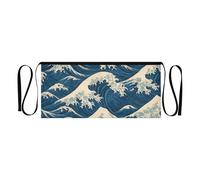 RPLIFE Ocean Waves - Grembiule corto con 3 tasche, blu navy e bianco, per cameriere, cameriere, giardinaggio, fiorista, grembiule da donna e uomo