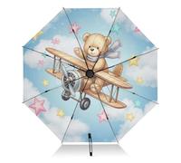 RPLIFE Ombrelli per la pioggia, ombrelli per pioggia Compatti antivento, ideale per auto, borsa, uomo e donna, graziosa sciarpa a forma di orsacchiotto acquerello