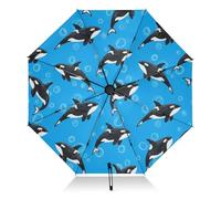 RPLIFE Ombrelli per pioggia, antivento, pieghevoli, ideali per auto, borse, uomini e donne, grazioso delfino blu