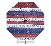 RPLIFE Ombrelli per pioggia, antivento, pieghevoli, ideali per auto, borse, uomini e donne, strisce rosse bianche e blu