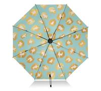 RPLIFE Ombrelli per pioggia, pieghevoli, antivento, ideali per auto, borse, uomo e donna, beige, oro, leopardo, turchese