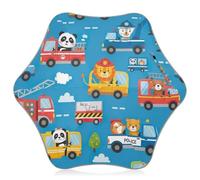 RPLIFE Ombrello blu per bambini con veicoli con animali dei cartoni animati, ombrello antivento, ombrelli stick per bambini 4T-8 Y, tettoia da 89 cm