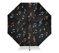 RPLIFE Ombrello da viaggio antivento, leggero e resistente, con apertura automatica, per donne, ombrelli da viaggio per pioggia, vento e sole, note musicali colorate
