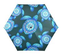 RPLIFE Ombrello da viaggio con protezione UV, antivento compatto ombrello per borsa, zaino borsa portatile, ideale per donne, tartarughe marine mandala blu