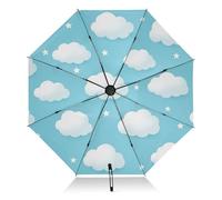 RPLIFE Ombrello, ombrello compatto con apertura automatica e chiusura per borsa, antivento, dimensioni compatte per zaini/borse - per viaggi, nuvole bianche azzurro
