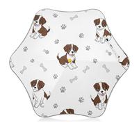 RPLIFE Ombrello per bambini bianco con simpatico cane cartone animato, ombrello pioggia antivento, ombrello bastone per bambini 4T-8 Y, 35 pollici baldacchino