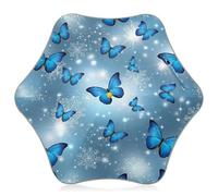 RPLIFE Ombrello per bambini con farfalle blu, facile da aprire e chiudere, ombrello impermeabile, ombrello stick per bambini 4T-8 Y, tettoia da 89 cm